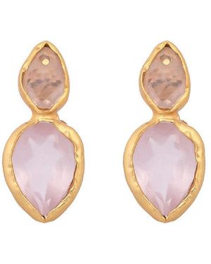 Opium Jewels Marquise Double Drop Studs - Pink