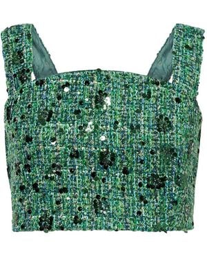 Amy Lynn Lola Sequin Boucle Crop Top - Green