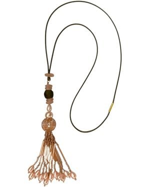 Sccollection Victoria Beaded Tassle Necklace - Metallic