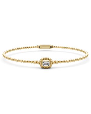 Artisan 14K Emerald Cut Diamond Beaded Bangle Bracelet - Metallic