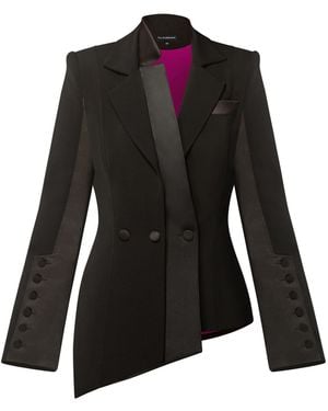 Tia Dorraine Modern Power Asymmetric Tailored Blazer - Black
