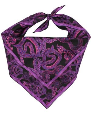 Monzlapur New York Silk Serpent Noir Scarf Small - X - Purple