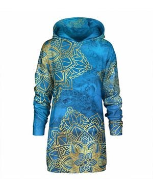 Aloha From Deer Boho Oversize Hoodie Dress - Blue