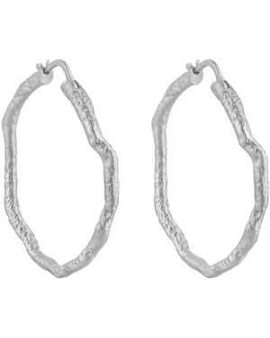 Janus Edinburgh Cairn Gorm Sterling Hoop Hammered Earrings - Metallic