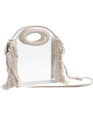 PAIGE Clear Fringe Tote Handbag - White