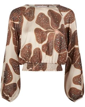 Traffic People Neutrals Full Bloom Cream And Floral River Deep Top - Brown