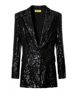 AGGI by HALEWSKI Luna Obsidian Sequined Blazer - Black