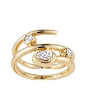 Artisan 14K Pear & Round Diamond Open Ring - Metallic