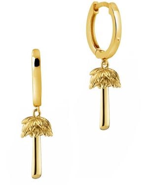 Shaded the Label Priscilla Palm Tree Huggie Hoop Earrings - Metallic