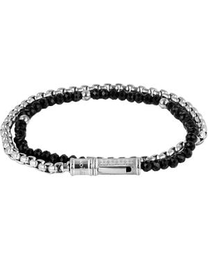 Tateossian Thompson Lucky Clover Double Wrap Bracelet With Agate - Black