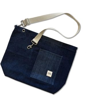 Park + Coop Upcycled Denim Market Bag - Blue