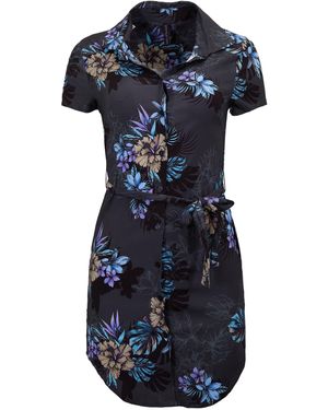 lords of harlech Crystal Exotic Floral Shirt Dress - Blue