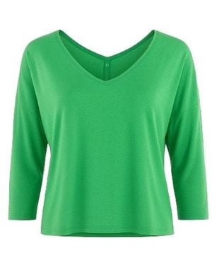 Conquista Back Button Long Sleeve Tee - Green