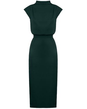 UNDRESS Tessa Deep Short Kimono Sleeves Midi Dress - Green