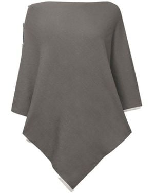 James Lakeland Button Detail Poncho Top - Grey