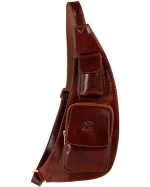 Time Resistance Leather Sling Bag Crossbody Bag - Red