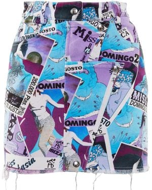 Brenda Agradi Ibiza Style Printed Miniskirt - Blue
