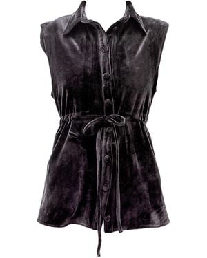 Maison Bogomil Drawstring Plush Vest - Black