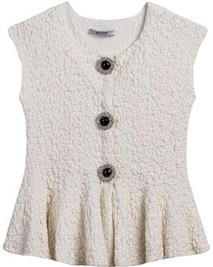 Nocturne Accessory Detail Crew Neck Knit Top - White