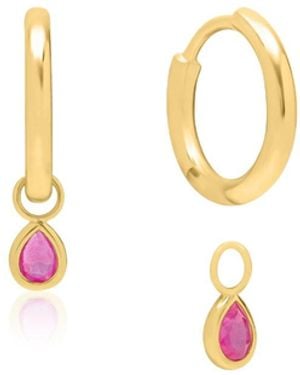 Auree Venice Ruby Huggie Hoop Earrings - Metallic