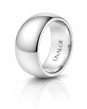Unaloe Wide Smooth Domed Sterling Band: Bold Elegance - Metallic