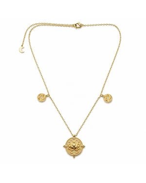 Aurozia Lotus Within Vermeil Lotus & Fish Coin Necklace - Metallic