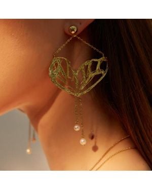 Aurozia Pearl Wing Butterfly Pearl Drop Earrings - Yellow