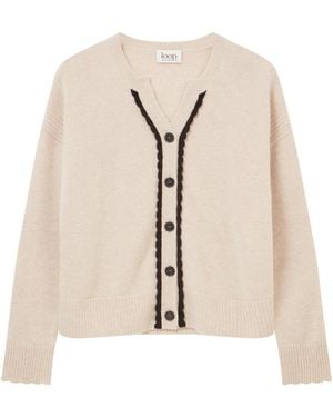Loop Cashmere Neutrals Shell Edge Cardigan - Natural