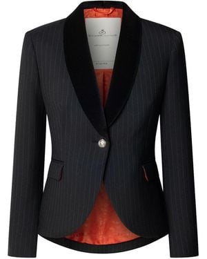 The Extreme Collection Pinstripe Blazer With Jewel Embroidery The Gardens - Black