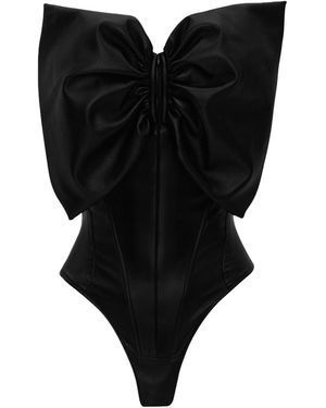 Lika Corset Bodysuit With A Bow - Black