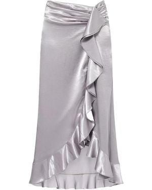Amy Lynn Susie Satin Ruffle Maxi Skirt - Gray