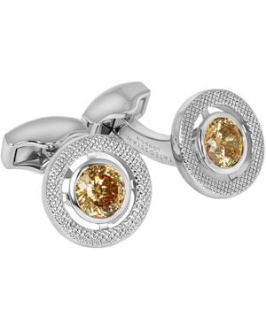 Tateossian Halo Round Cz Cufflinks With Champagne & Rhodium Plated - Metallic