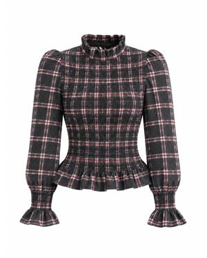 Mind Traveler Chia Alia And Checked Blouse - Black