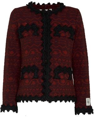 The Extreme Collection Wool And Mohair Short Jacquard Jacket - Red