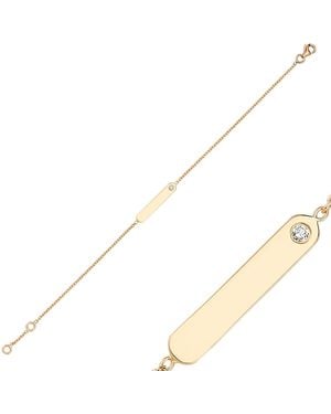 Ecce | Artisan Diamonds 14K Solid Name Tag Diamond Bracelet - Metallic