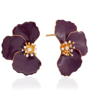 Milou Jewelry Poppy Flower Earrings - Purple