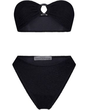 Maison Tangerine Santorini Crinkle Swimsuit Bikini - Black