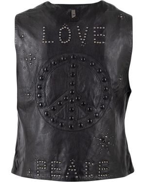 Mauritius Love & Peace Studded Leather Vest Harmony - Black