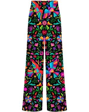 Aloha From Deer Mexican Folk Long Loose Trousers - Green