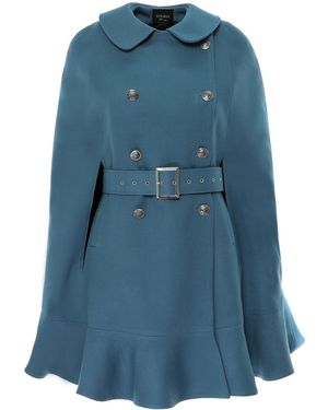 AVENUE No.29 Double Breasted Cape With Belt - Blue