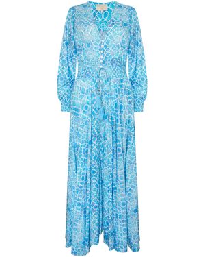Sophia Alexia Azure Mosaic St Tropez Maxi Dress - Blue