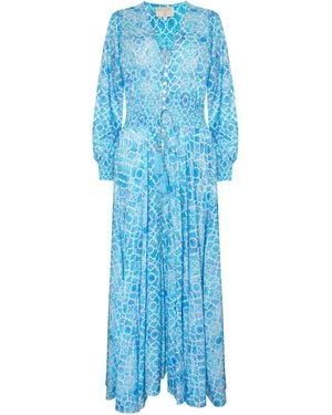 Sophia Alexia Azure Mosaic St Tropez Maxi Dress - Blue