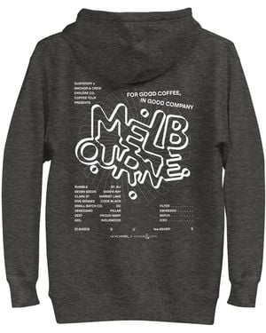Anchor and Crew Heather Gustatory Melbourne Coffee Scene Cotton Blend Embroidered Hoodie - Grey
