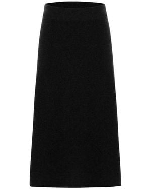 Peraluna Casual Cashmere Blend Knitwear Midi Flare Skirt - Black