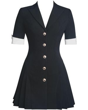 Miss Circle New York Ilitha Woven Crepe Pleated Mini Blazer Dress - Black