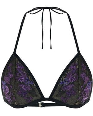 Maison sél Mesh Bra With Embroidered - Blue