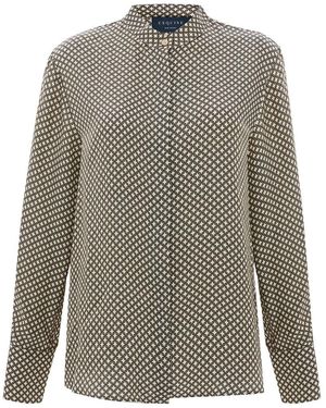 Exquise Regular High Neck Printed Viscose Louise Shirt - Grey