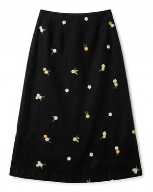 Louche Buffy Daisy Tweed Midi Skirt - Black