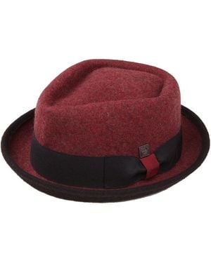 Dasmarca Hats Jackson Burgundy Wool Felt Two Tone Porkpie Hat - Red