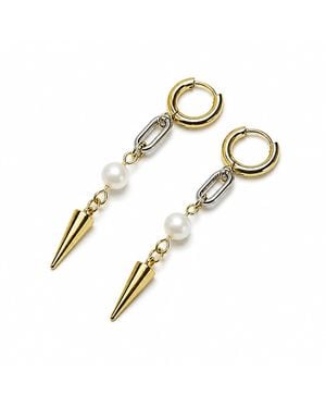 Kirei Glynt Earrings – Finish With Freshwater Pearl - Metallic